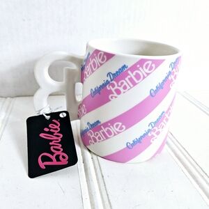 Barbie California Dream Pink Stripe Ceramic Mug 21oz Barbiecore New